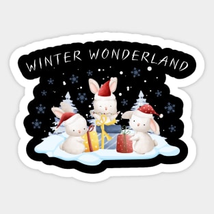 Winter Wonderland Bunnies with Christmas Gifts Sticker